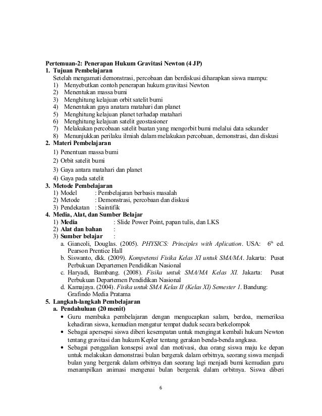 2. sma kelas xi rpp kd 3.2;4.2 hukum newton ttg gravitasi 