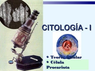 ●● Teoría CelularTeoría Celular
●● CélulaCélula
ProcariotaProcariota
CITOLOGCITOLOGÍÍAA -- II
 