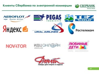 17
Клиенты Сбербанка по электронной коммерции
 