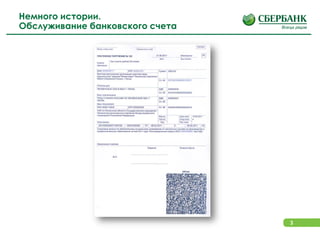 3
Немного истории.
Обслуживание банковского счета
 