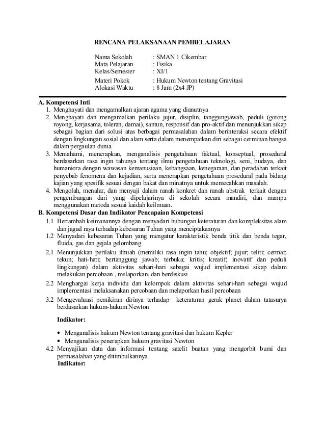 Soal Dan Kisi Kisi Materi Newton Gravitasi K 13 Revisi