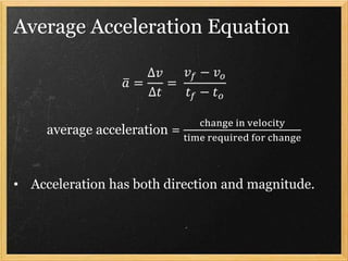 Formula average acceleration Average Acceleration