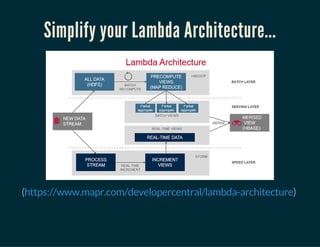 Simplify your Lambda Architecture...
( )https://www.mapr.com/developercentral/lambda-architecture
 