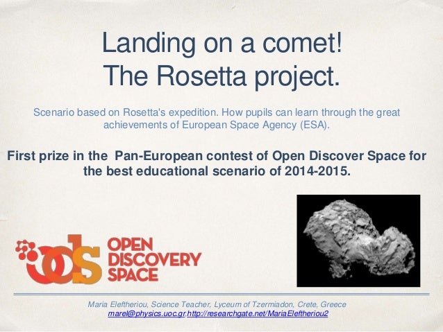 Landing On A Comet The Rosetta Project Maria Eleftheriou Occath