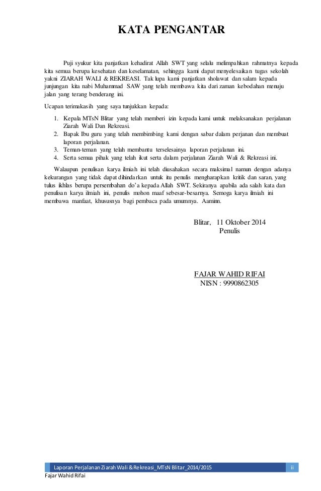 2. Laporan Perjalanan Rekreasi Dan Ziarah Wali (Lembar Kerja)