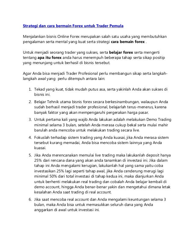 Cara bermain emas di forex