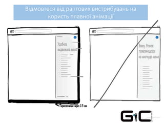 Відмовтеся від раптових вистрибувань на
користь плавної анімації
 