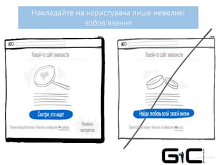 Накладайте на користувача лише невеликі
зобов'язання
 