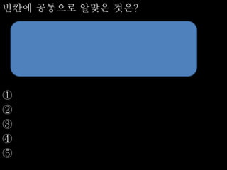 빈칸에 공통으로 알맞은 것은?
①
②
③
④
⑤
 