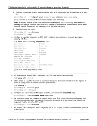 2.2.4.11 lab configuring switch security features | DOCX