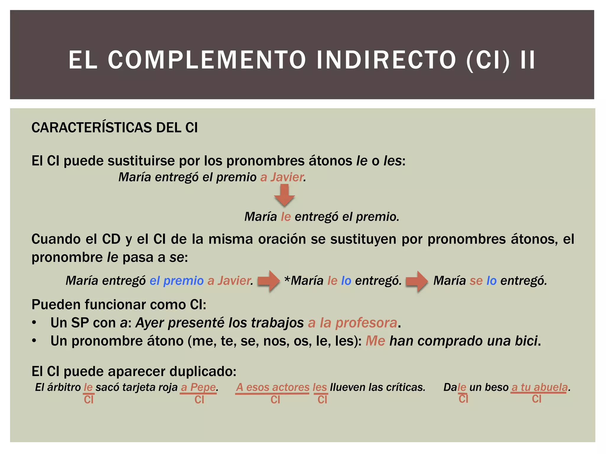Los complementos verbales | PPTX