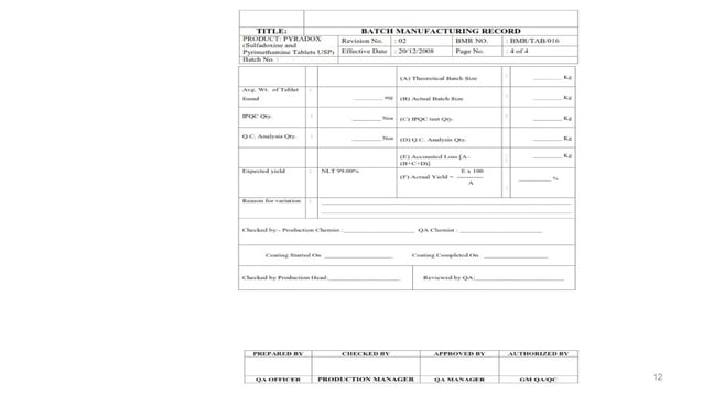 master formula record | PPT