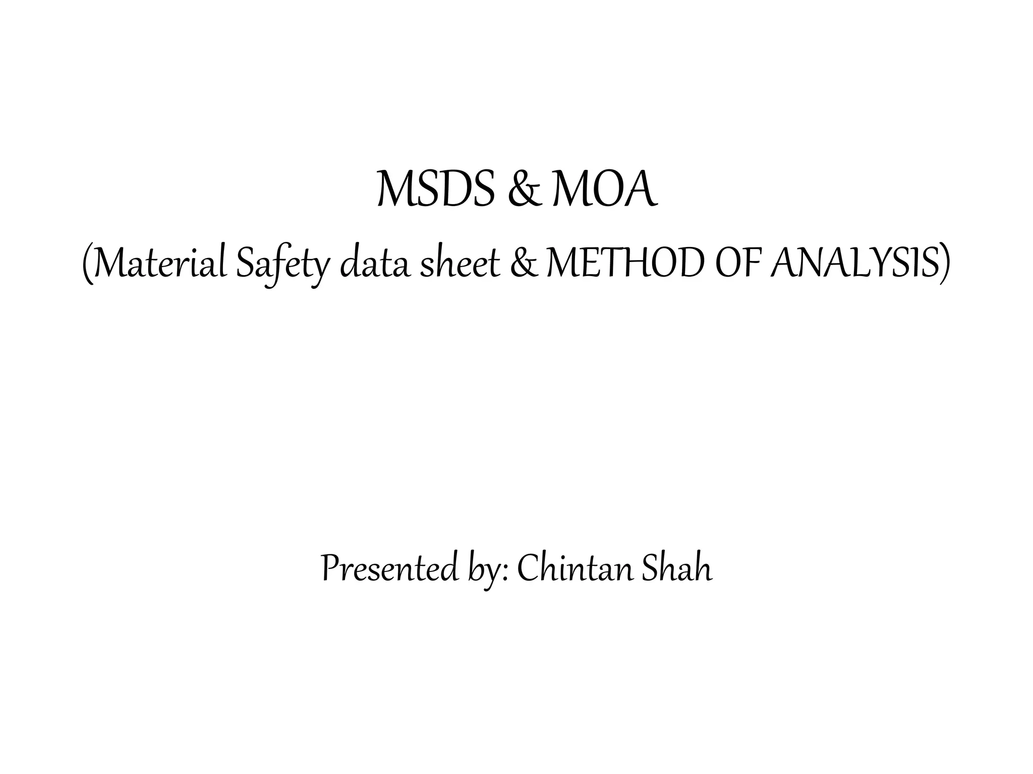 matrial safety data sheet and method of analysis | PPTX