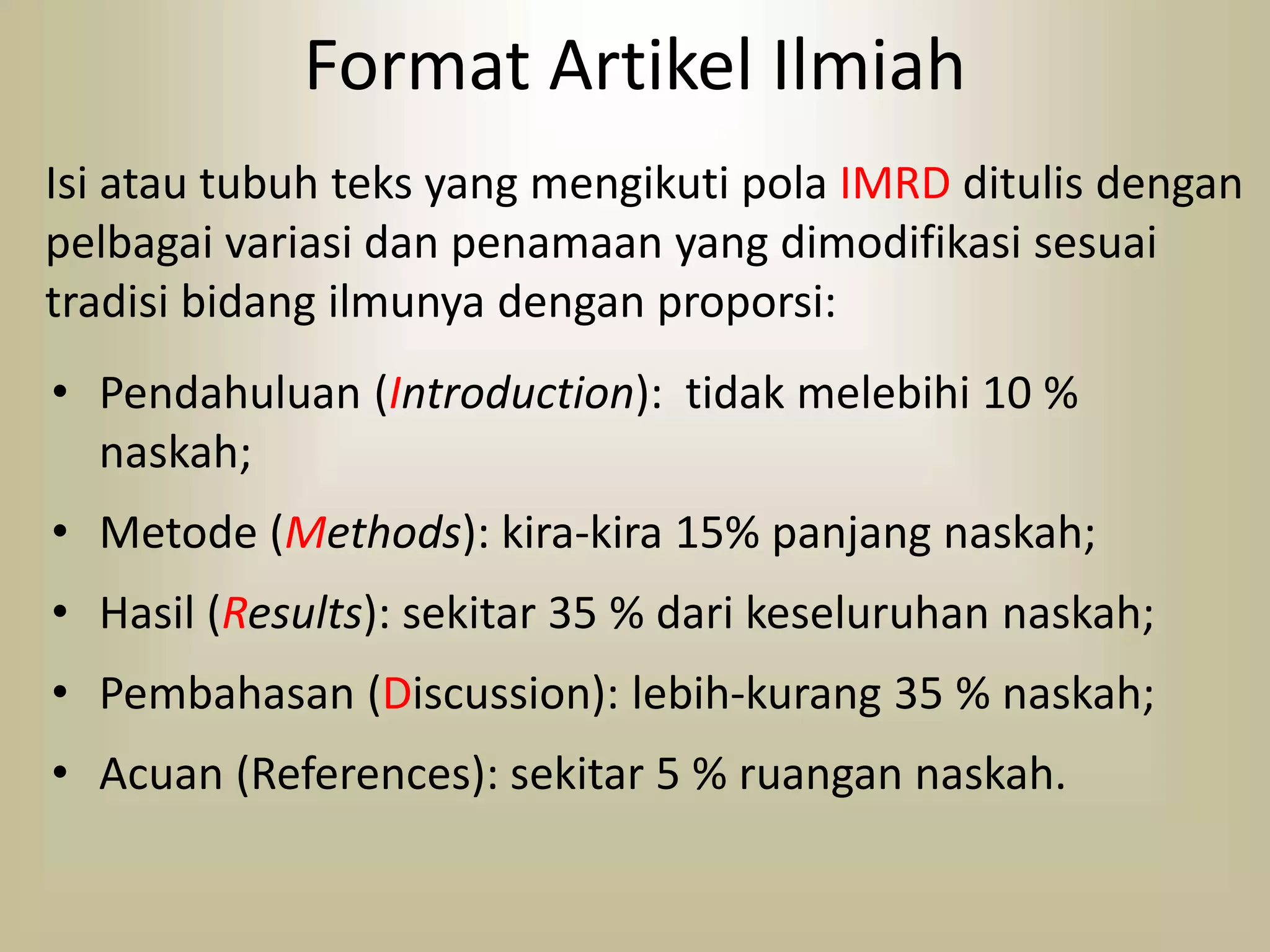 struktur artikel ilmiah i | PPTX