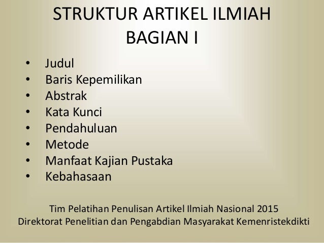 Struktur Artikel Ilmiah I