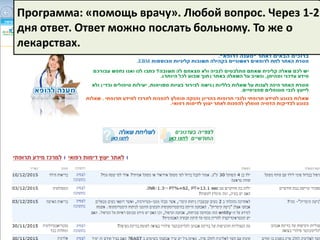 Программа: «помощь врачу». Любой вопрос. Через 1-2
дня ответ. Ответ можно послать больному. То же о
лекарствах.
 