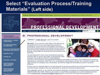 Select “Evaluation Process/Training Materials”  (Left side) 