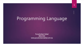 Programming Language | PPTX | Programming Languages | Computing