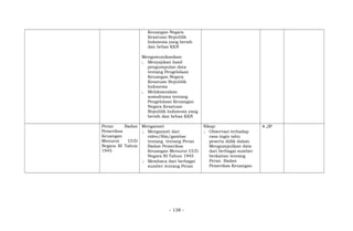 Keuangan Negara
Kesatuan Republik
Indonesia yang bersih
dan bebas KKN
Mengomunikasikan
; Menyajikan hasil
pengumpulan data
tentang Pengelolaan
Keuangan Negara
Kesatuan Republik
Indonesia
; Melaksanakan
sosiodrama tentang
Pengelolaan Keuangan
Negara Kesatuan
Republik Indonesia yang
bersih dan bebas KKN
Peran Badan
Pemeriksa
Keuangan
Menurut UUD
Negara RI Tahun
1945
Mengamati
; Mengamati dari
video/film/gambar
tentang tentang Peran
Badan Pemeriksa
Keuangan Menurut UUD
Negara RI Tahun 1945
; Membaca dari berbagai
sumber tentang Peran
Sikap:
; Observasi terhadap
rasa ingin tahu
peserta didik dalam
Mengumpulkan data
dari berbagai sumber
berkaitan tentang
Peran Badan
Pemeriksa Keuangan
4 JP
- 138 -
 