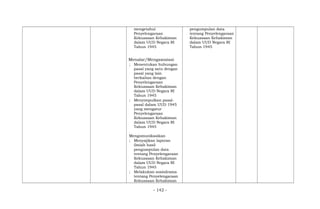 mengetahui
Penyelengaraan
Kekuasaan Kehakiman
dalam UUD Negara RI
Tahun 1945
Menalar/Mengasosiasi
; Menentukan hubungan
pasal yang satu dengan
pasal yang lain
berkaitan dengan
Penyelengaraan
Kekuasaan Kehakiman
dalam UUD Negara RI
Tahun 1945
; Menyimpulkan pasal-
pasal dalam UUD 1945
yang mengatur
Penyelengaraan
Kekuasaan Kehakiman
dalam UUD Negara RI
Tahun 1945
Mengomunikasikan
; Menyajikan laporan
ilmiah hasil
pengumpulan data
tentang Penyelengaraan
Kekuasaan Kehakiman
dalam UUD Negara RI
Tahun 1945
; Melakukan sosiodrama
tentang Penyelengaraan
Kekuasaan Kehakiman
pengumpulan data
tentang Penyelengaraan
Kekuasaan Kehakiman
dalam UUD Negara RI
Tahun 1945
- 142 -
 