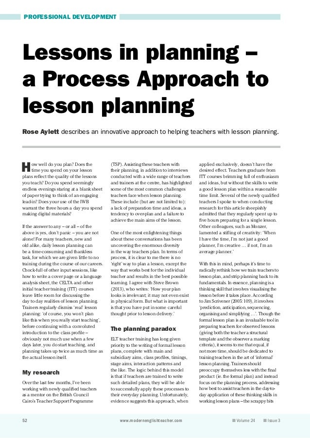 2lessons In Planning A Process Approach To Lesson Planning - 