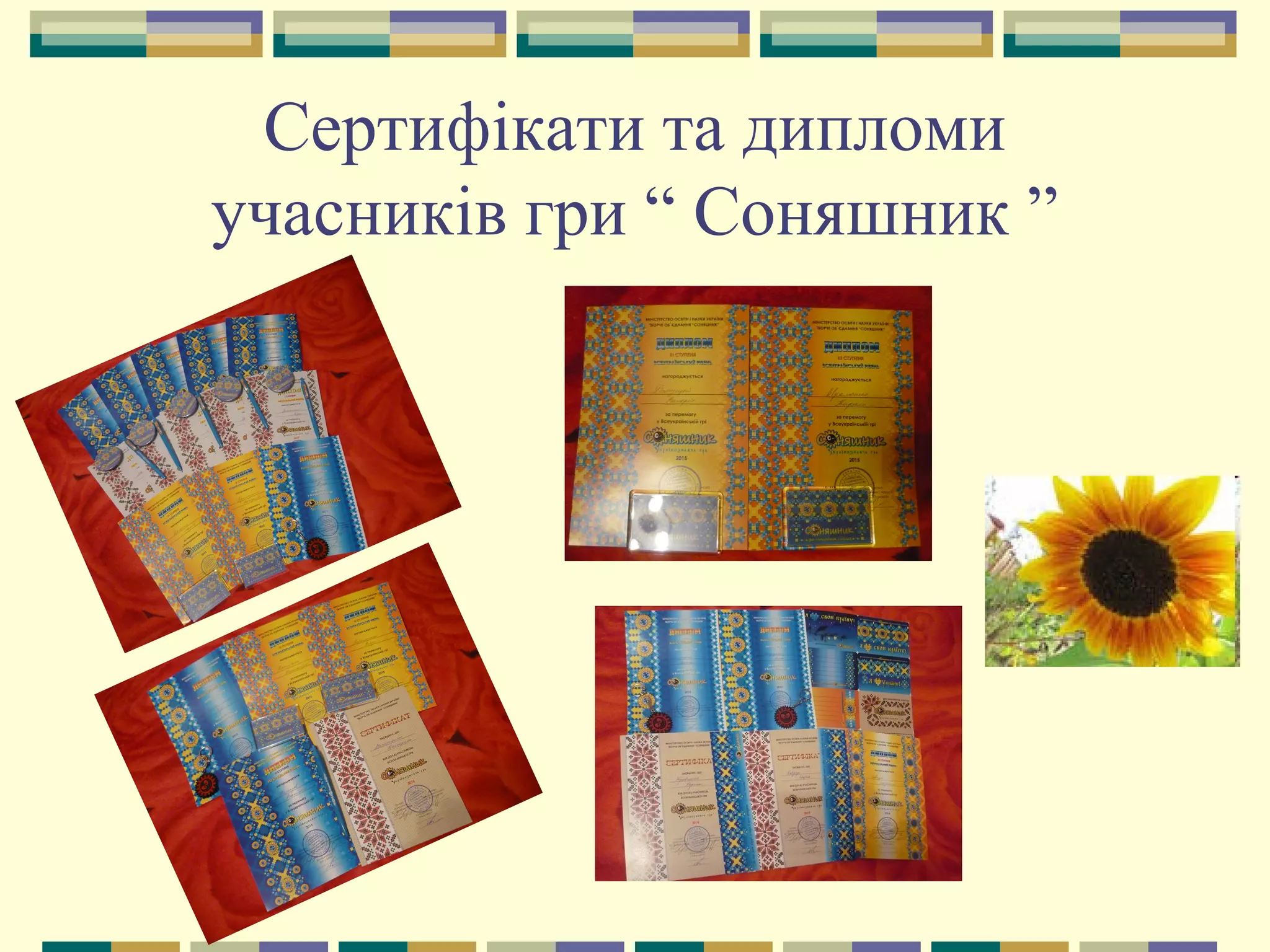 Сертифікати та дипломи
учасників гри “ Соняшник ”
 