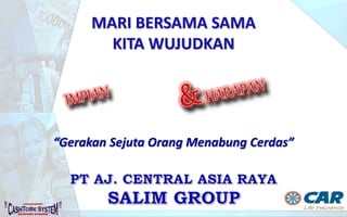 PT AJ Central Asia Raya terdaftar dan diawasi oleh OJK
?MENINGKATKAN
PENGHASILAN
INCOME
MELINDUNGI
NILAI UANG
INVESTMENT
PROTEKSI
INSURANCE
APA SOLUSINYA
 