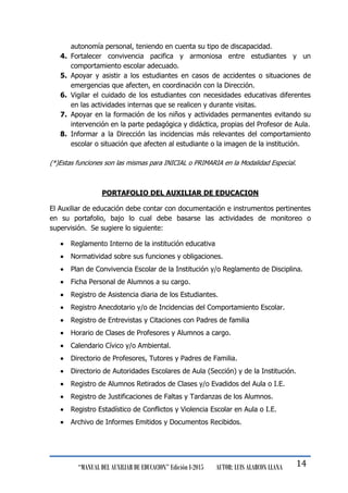 2. funciones de los auxiliares de educacion | PDF