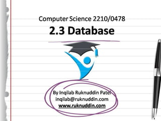 2.3 databases for O Level Computer
