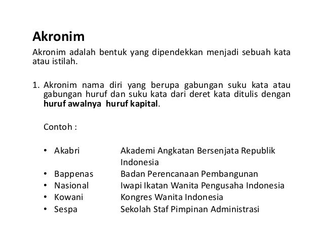 Contoh Kalimat Akronim Goreng