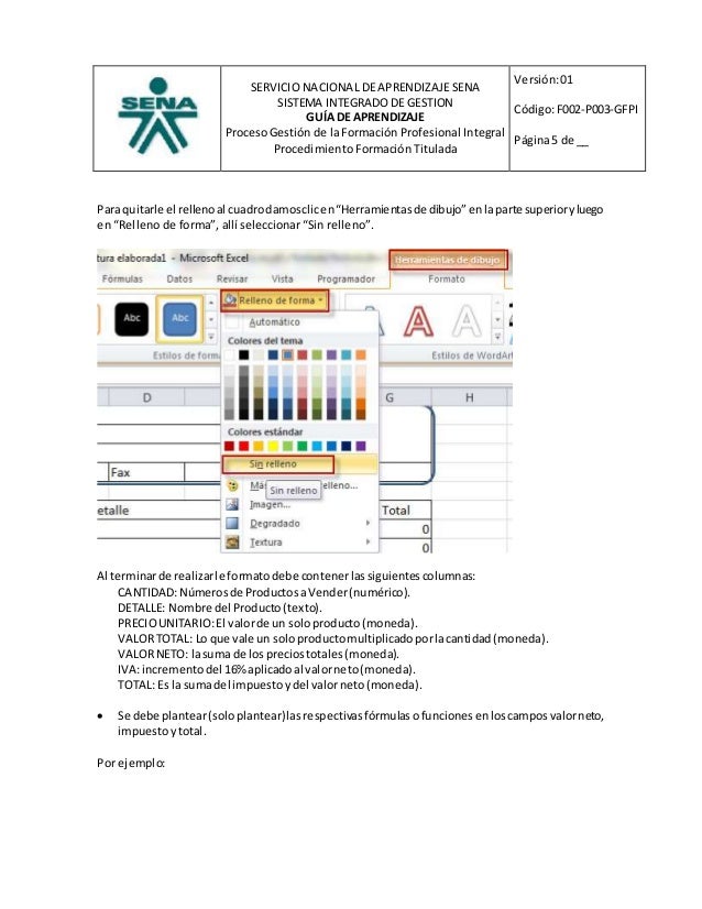formato de factura excel selo l ink co