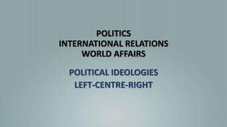 POLITICS
INTERNATIONAL RELATIONS
WORLD AFFAIRS
POLITICAL IDEOLOGIES
LEFT-CENTRE-RIGHT
 