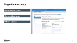 Single item recovery
27
Microsoft SharePoint
Microsoft Exchange
VMware vSphere
 