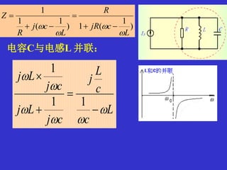 L
c
c
L
j
cj
Lj
cj
Lj









11
1
)
1
(1)
1
(
1
1
L
cjR
R
L
cj
R
Z



 



电容C与电感L 并联：
 