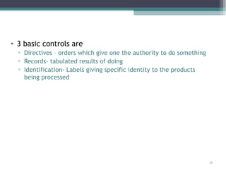 Directive Control Examples PLANNING PRODUCTION AND CONTROL | PPT