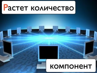 Растет количество
компонент
 