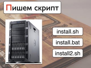 install.bat
install.sh
install2.sh
Пишем скрипт
 