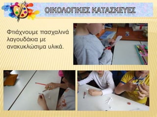 Φτιάχνουμε πασχαλινά
λαγουδάκια με
ανακυκλώσιμα υλικά.
 