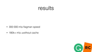 results
• 300 000 ms ﬂagman speed
• 180k+ ms ±without cache
 