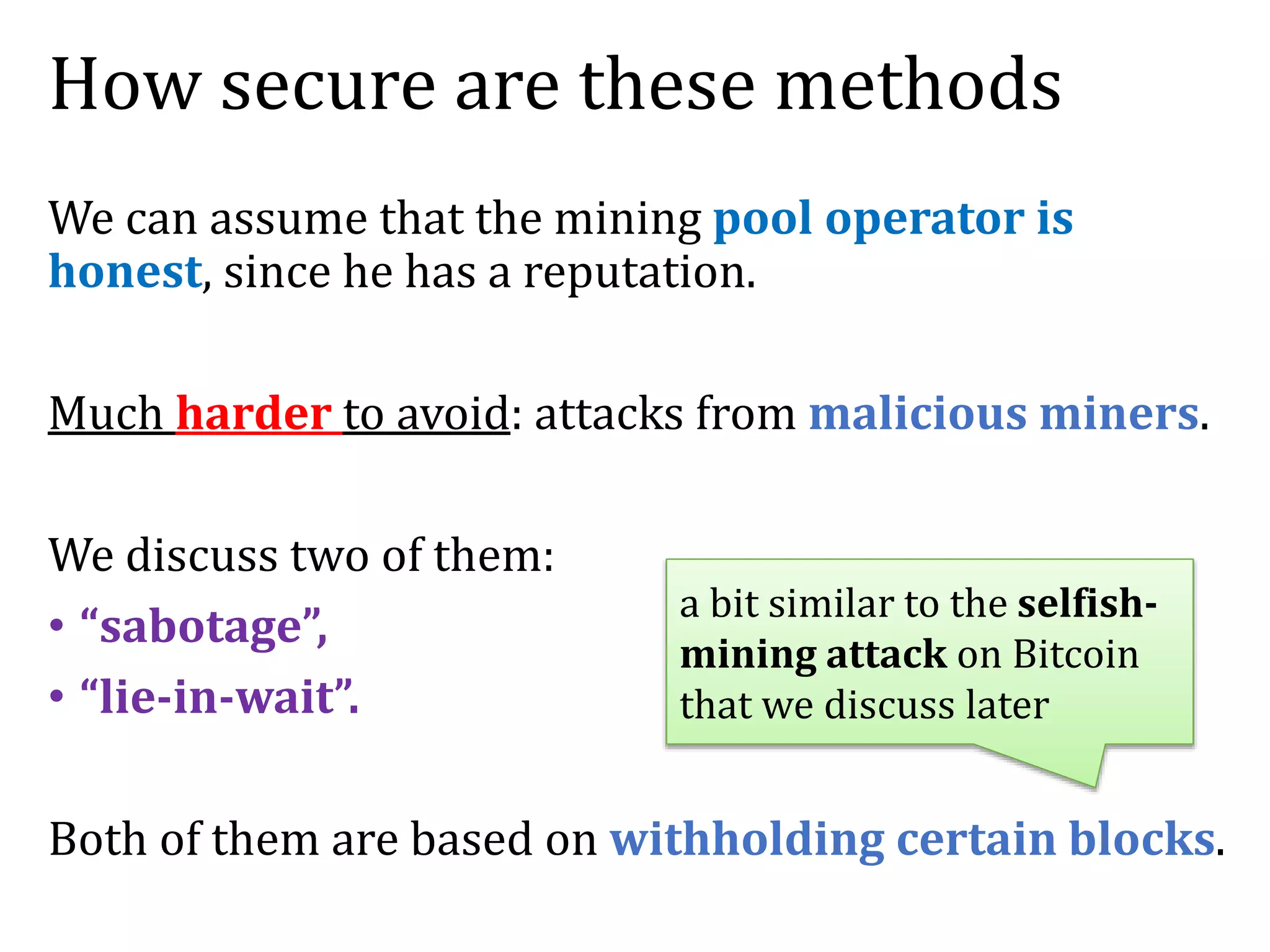 Mining pools and attacks | PPTX