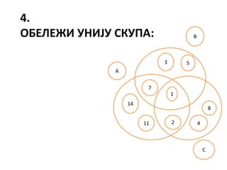 4.
ОБЕЛЕЖИ УНИЈУ СКУПА:
53
14
11
8
4
1
7
2
А
В
С
 