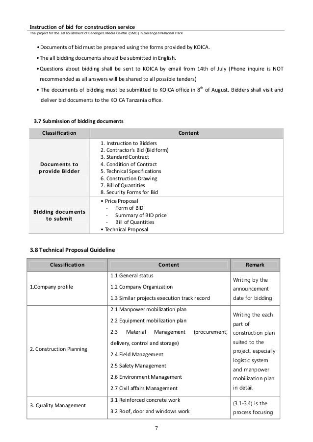 2 instruction of bid