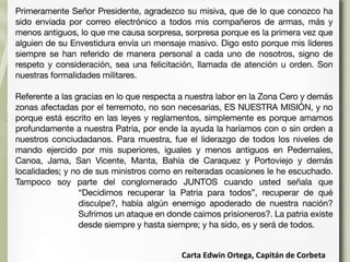 Carta Edwin Ortega, Capitán de Corbeta
 
