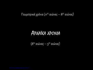ΑΡΧΑΪΚΑ ΧΡΟΝΙΑ
Γεωμετρικά χρόνια (11ος αιώνας – 8ος αιώνας)
(8ος αιώνας – 5ος αιώνας)
Επιμέλεια: Χρήστος Χαρμπής σελ. 19
 