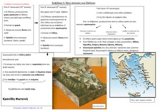 Κεφάλαιο 5: Νέες αποικίες των Ελλήνων
Στον Α’ αποικισμό (10ος
αιώνας):
1.Οι Έλληνες μετακινούνταν
χωρίς οργάνωση σε άλλους
τόπους για καλύτερες συνθήκες
ζωής.
2.Ζούσαν σε χωριά.
3. Λάτρευαν κοινούς θεούς (στα
ιερά)
4. Πρόοδο στην οικονομία
(εμπόριο), τέχνες, γραφή.
Στον Β’ αποικισμό (8ος
αιώνας):
(δες χάρτη σελ.17 σχολ. βιβλίο)
1.Οι Έλληνες εγκαταλείπουν τα
χωριά και συγκεντρώνονται σε
νέες πόλεις για να ζήσουν
καλύτερα και με ασφάλεια. Η
μετακίνηση έγινε οργανωμένα.
2.Ζούσαν σε πόλεις.
3. Λάτρευαν κοινούς θεούς (στα
ιερά)
4. Πρόοδο στην οικονομία
(εμπόριο).
Δημιουργούνται οι πόλεις-κράτη.
Αποτελούνται από:
1.Το κέντρο της πόλης που ήταν η «ακρόπολη»(στο πιο
ψηλό σημείο)
2. Στην ακρόπολη βρίσκονται: οι ναοί, τα δημόσια κτίρια,
και γύρω από αυτήν οι κατοικίες των ανθρώπων.
3.Την ύπαιθροτα χωριά και τα κτήματα.
Περιβάλλονται από ψηλά τείχη.
Κρανίδη Φωτεινή
Γιατί έγινε ο Β’ αποικισμός;
1.Γιατί ο πληθυσμός στην πόλη αυξήθηκε.
2.Η γη δεν έφτανε να τραφούν όλοι.
Έτσι: οι άνθρωποι μετακινούνται από τις πόλεις-κράτη σε νέες
αποικίες οργανωμένα:
• Οι πόλεις-κράτη είχαν πάντα στενή σχέση με την μητρόπολη.
• Στην Ελλάδα και τη Μ. Ασία υπήρχαν οι εξής μητροπόλεις: Αθήνα,
Κόρινθος, Σπάρτη, Φώκαια, Έφεσος, Μίλητος.
• Οικονομική πρόοδος στις νέες αποικίεςχτίζονται ναοί, γίνονται
δημόσια έργα, δημιουργούν σχέσεις με άλλους ναούς, φτιάχνουν
νομίσματα.
Ρωτώντας το μαντείο των
Δελφών
Κάνοντας τελετές
αναχώρησης
Άναβαν το «ιερό πυρ» στις
νέες αποικίες
Πόλεις -κράτη αρχαϊκής περιόδου
Μια πόλη-κράτος
Τι μάθαμε σε προηγούμενο μάθημα;
Επιμέλεια: Χρήστος Χαρμπής σελ. 34
 