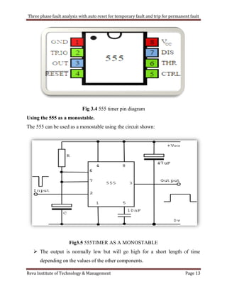 three phase fault analysis with auto reset for temporary fault and trip ...
