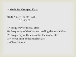 Frequency distribution, central tendency, measures of dispersion | PDF