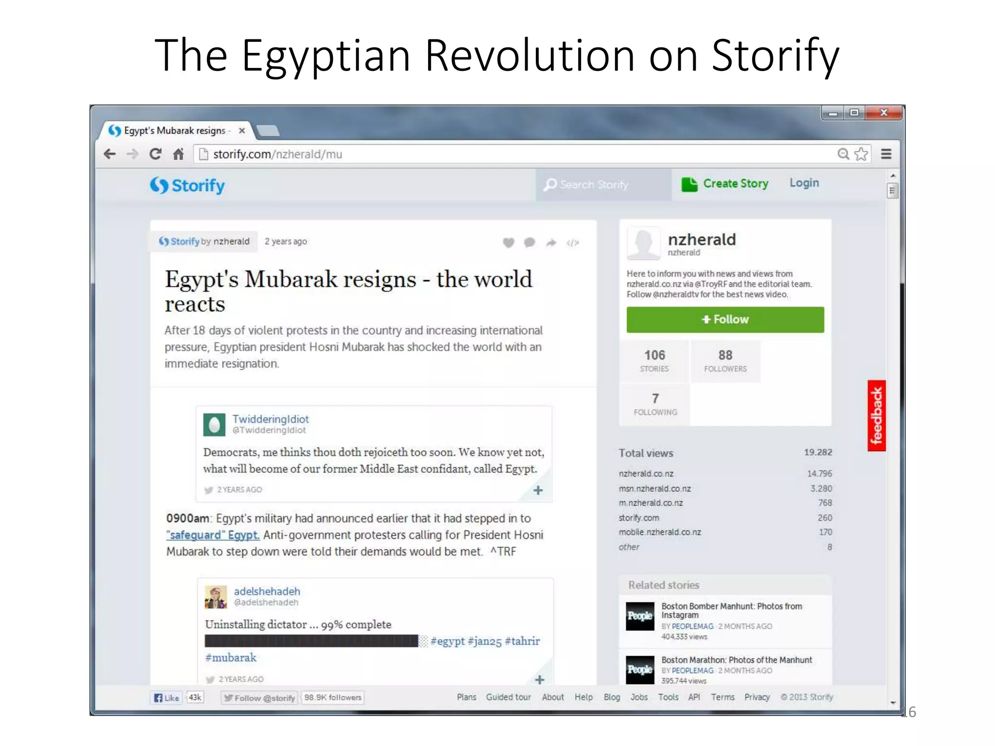The Egyptian Revolution on Storify
16
 