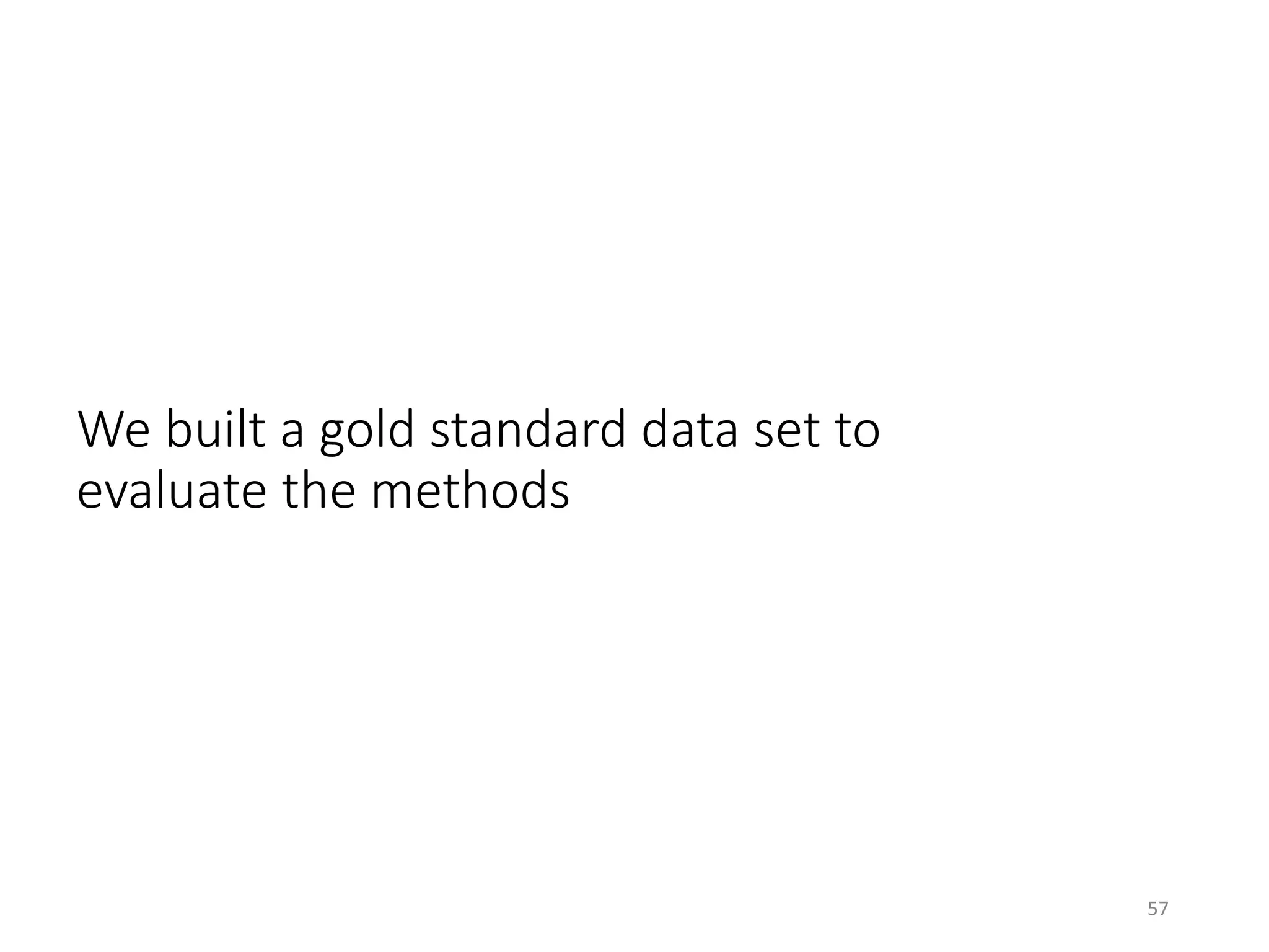 We built a gold standard data set to
evaluate the methods
57
 