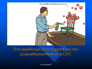 Ένα παράδειγμα είναι η χρήση μας των
χλωροφθοριοανθράκων ή CFC.
Mr_Sandman67
Επιμέλεια επανάληψης: Χρήστος Χαρμπής σελ.157
 